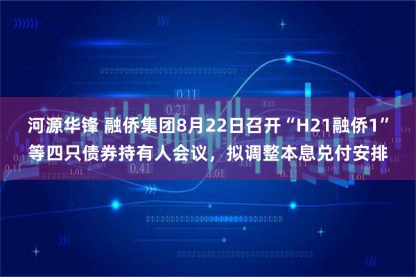 河源华锋 融侨集团8月22日召开“H21融侨1”等四只债券持有人会议,拟调整本息兑付安排